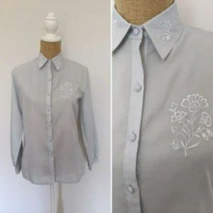 1980's dusty blue blouse, XS, Vintage